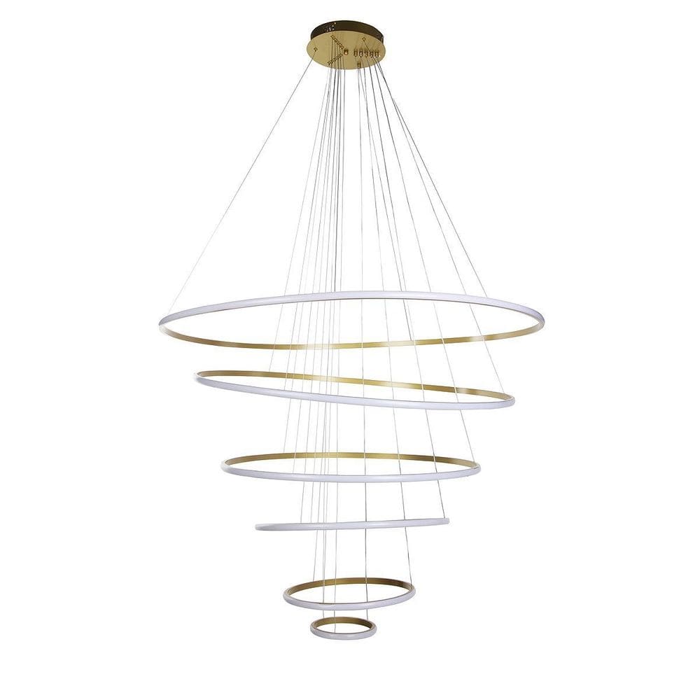 Lustre Pendente Led Luxo 6 Anéis 120 Cm
