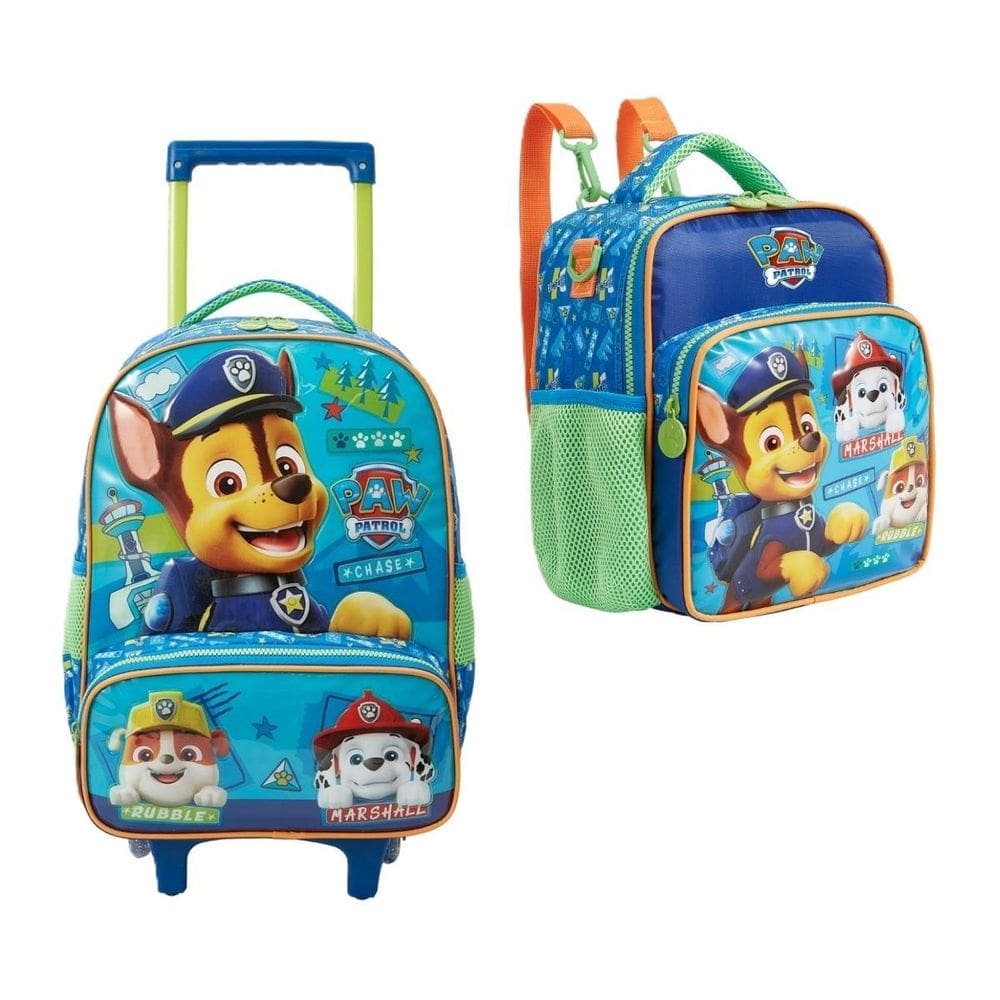 Kit Mochila Escolar Carrinho + Lancheira Mochila Térmica