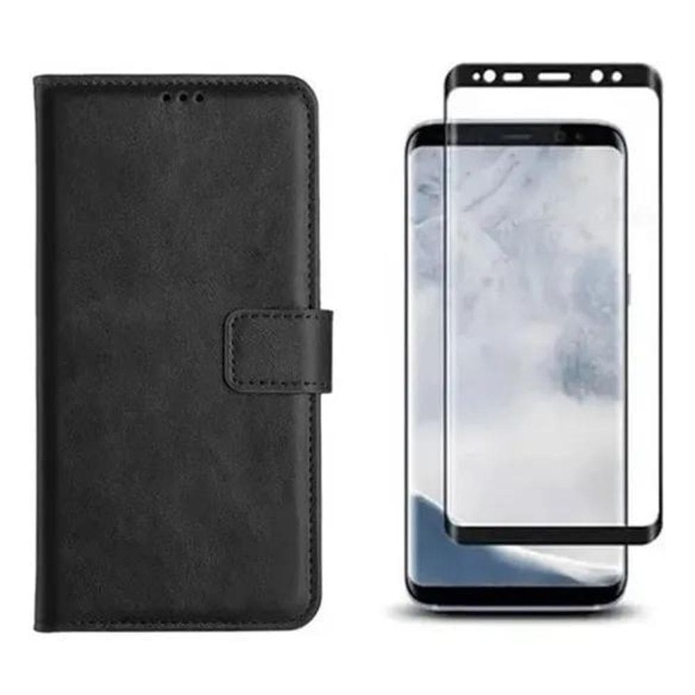 Capa Capinha Carteira Couro Para Galaxy S9 + Pelicula 3D Cor