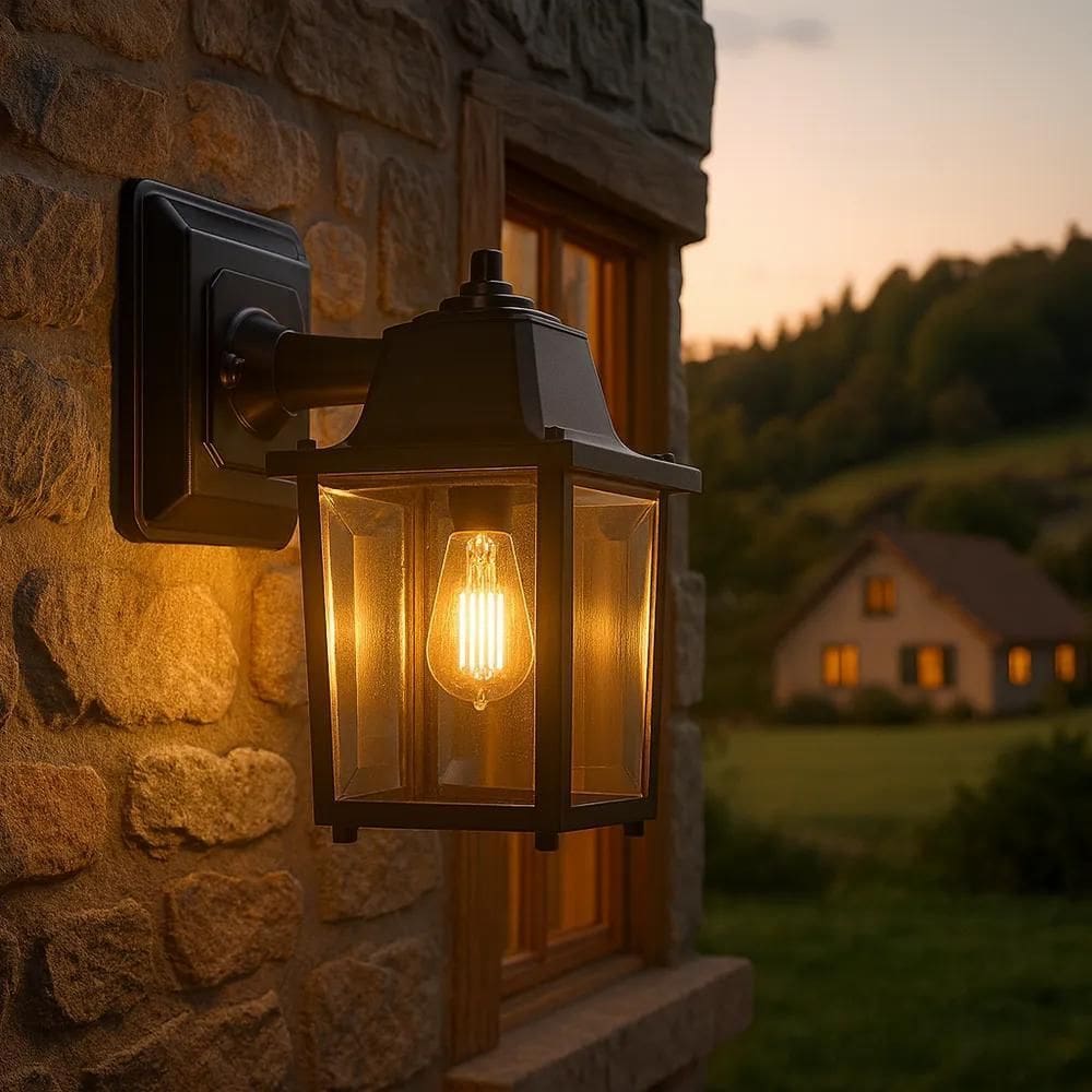 Arandela Externa Colonial Vintage Retro Quadrada Preto 336