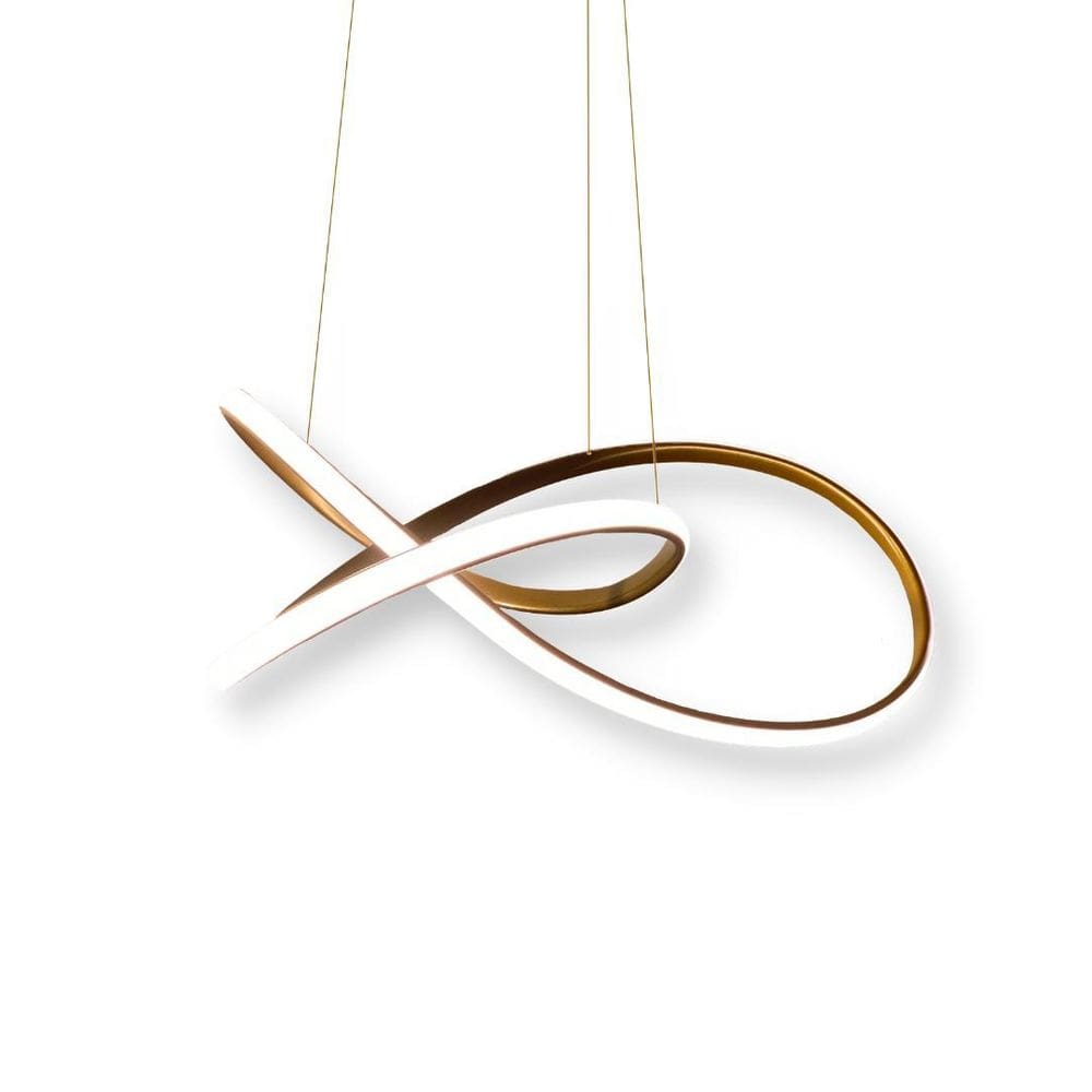 Lustre Pendente De Led Luminária 45W Dourado 50Cm