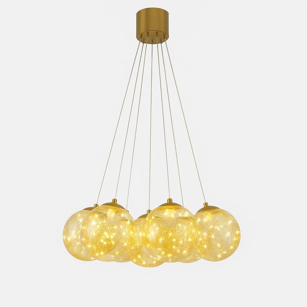 Pendente Moderno Com 7 De Vidro Transparente