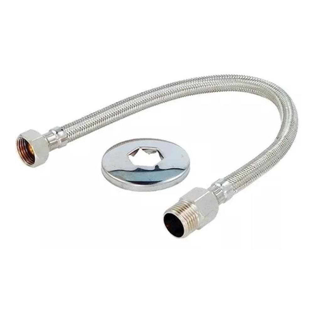 Engate Mangueira Flexivel Trançado Aço Inox 60Cm Quente Frio