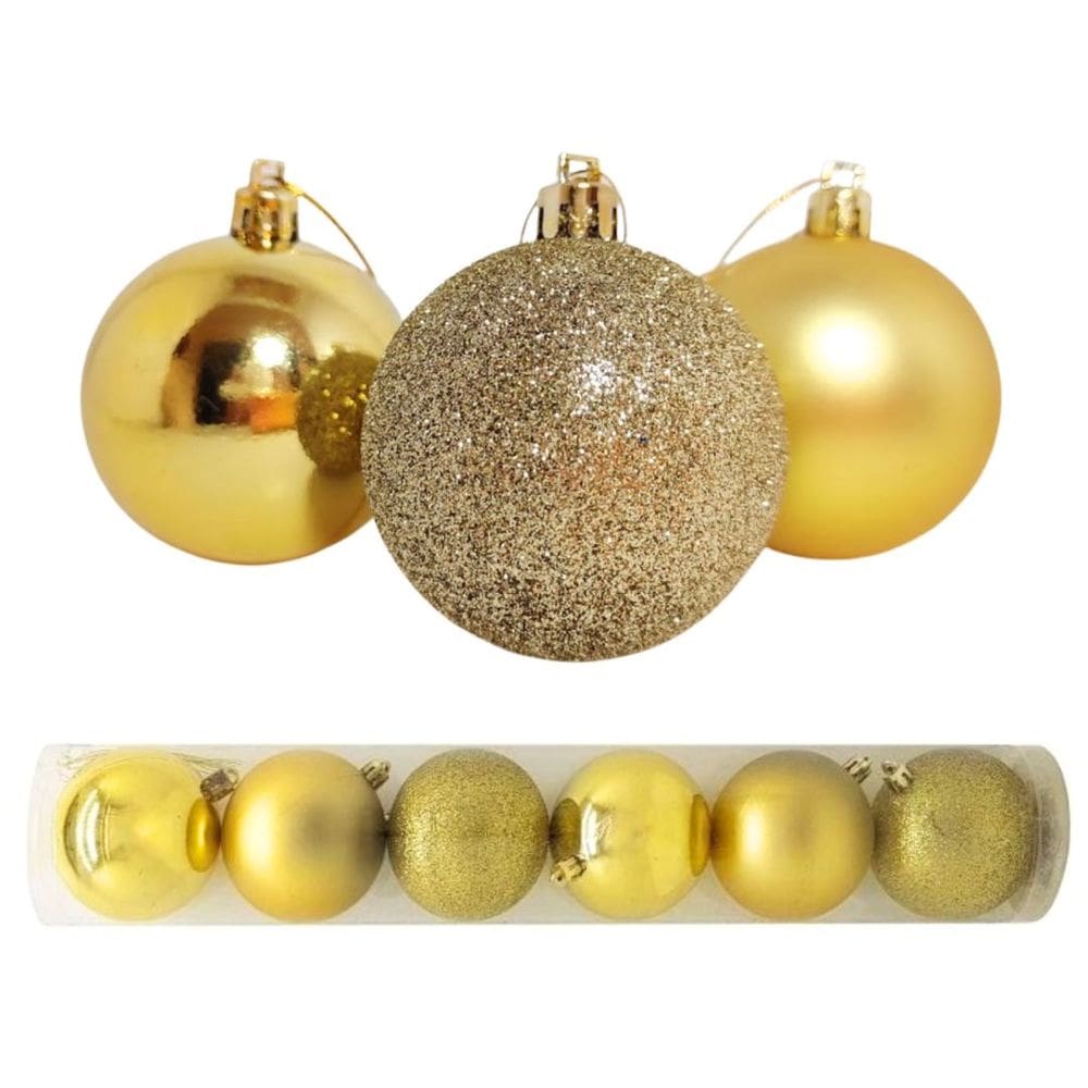 Conjunto 6 Bolas de Natal Dourado Tradicional Misto Glitter, Brilho e Fosca 8cm Prime