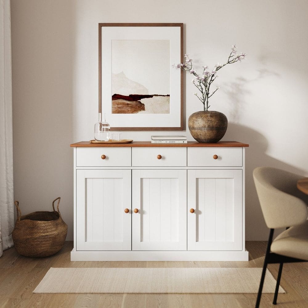 Buffet 3 Portas e 3 Gavetas em Madeira Maciça Westerland Branca