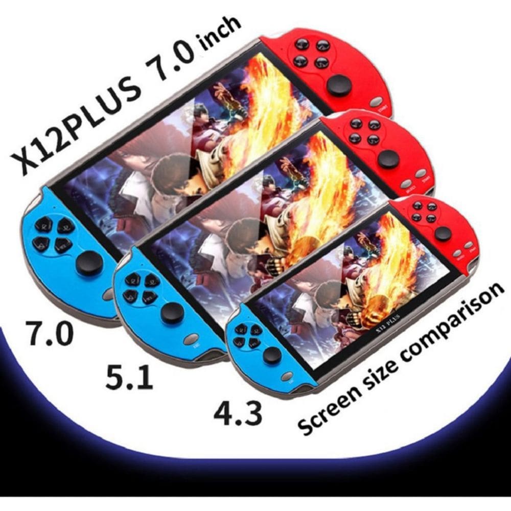 Console de jogos portátil X7 PLUS, tela de 5,1 polegadas, 16 GB, vermelho, azul
