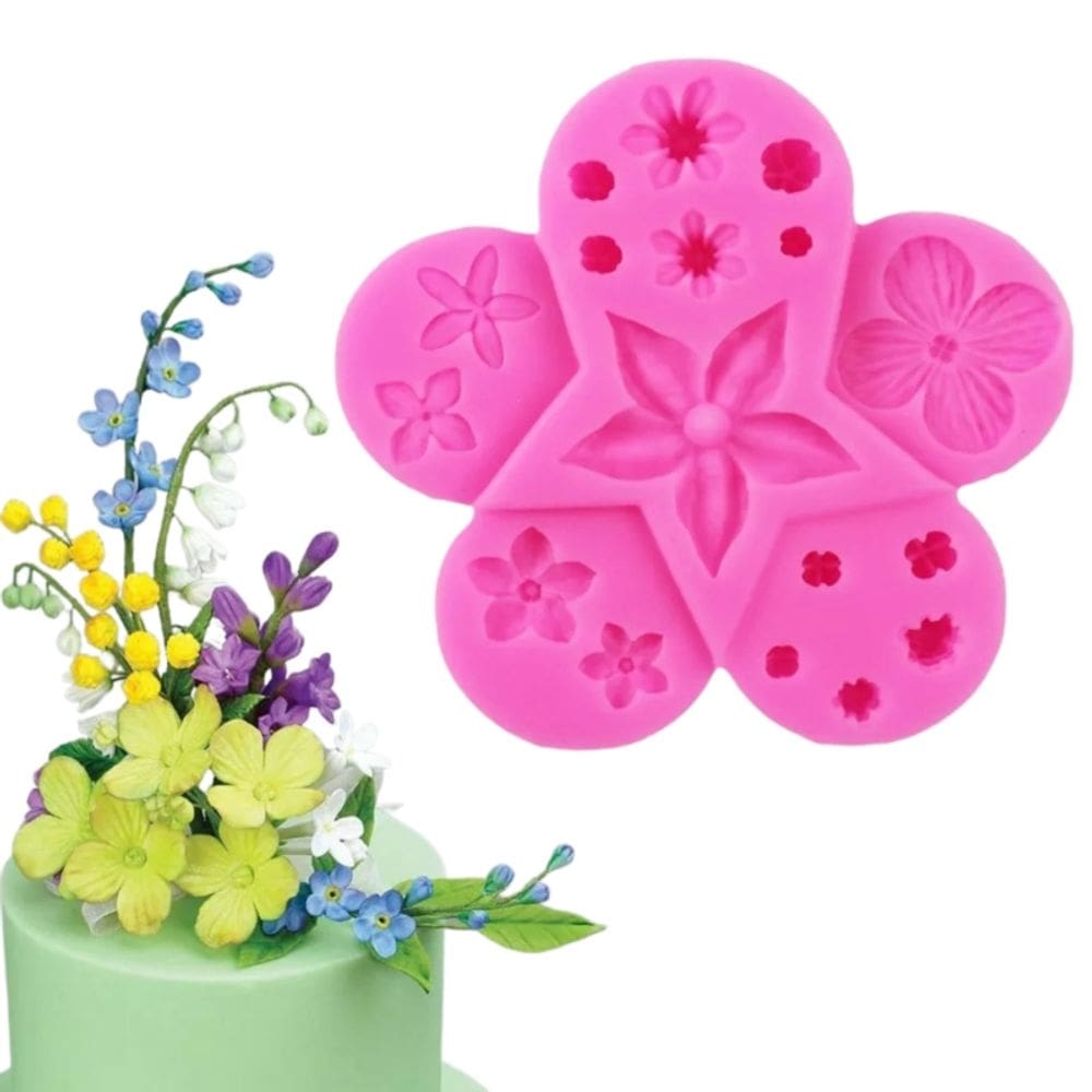 Pastelaria de flores em molde de silicone