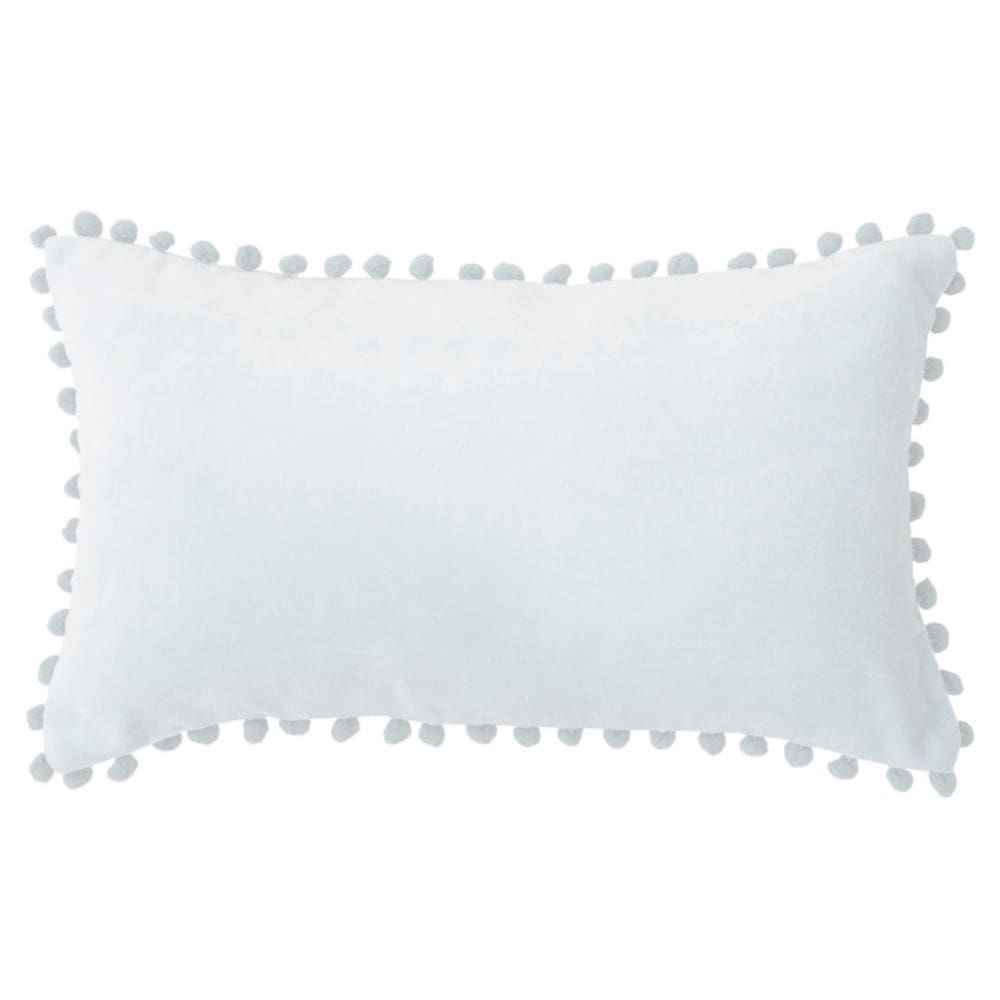 Estojo de almofada retangular com design de pompom branco 50x30cm