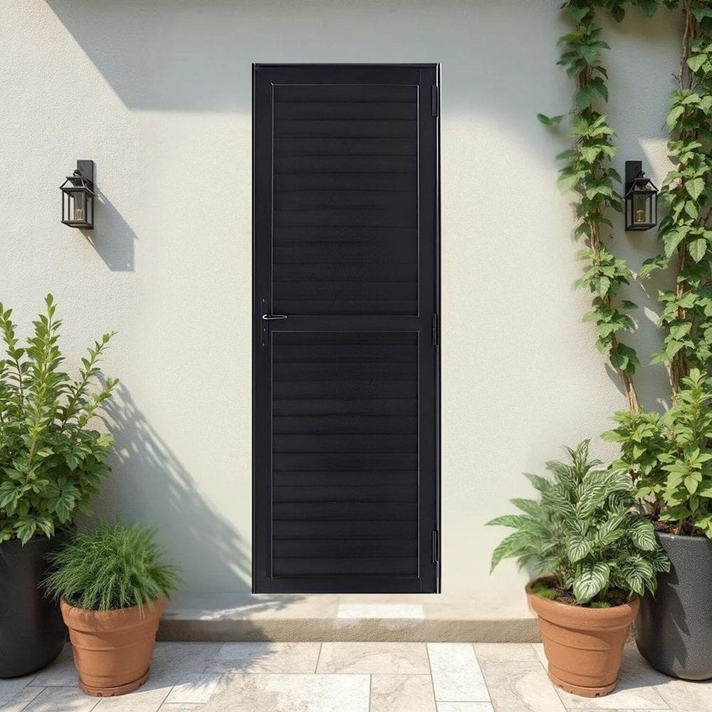 Porta de Alumínio Palheta 214x96cm Atlântica Preto