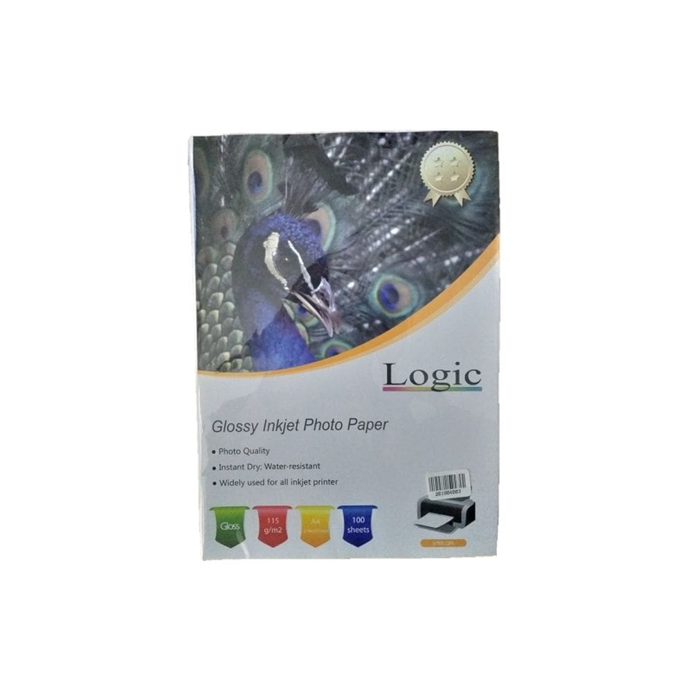 Papel fotográfico Bright A4 115gsm para impressoras a jato de tinta - 100 folhas