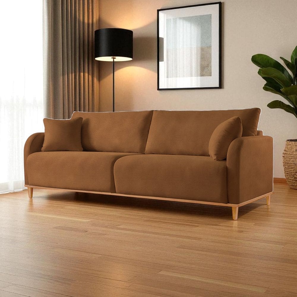 Sofá Fixo 4 Lugares Luxo 280cm Camila Caramelo