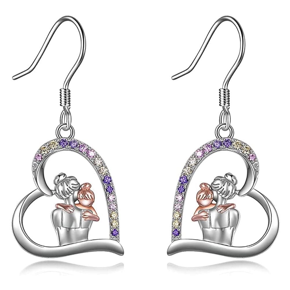 Brincos Harbings Heart Mama And Daughter em prata 925 e zircões