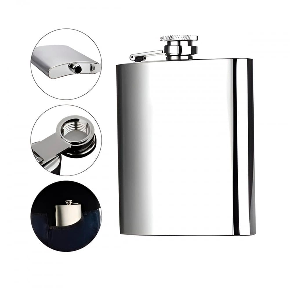 Cantil de Bolso Aço Inox Porta Bebida Resistente 240ml