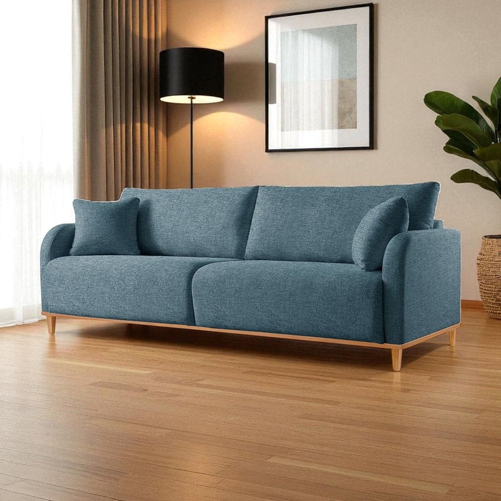 Sofá Fixo 3 Lugares Luxo 180cm Camila Azul