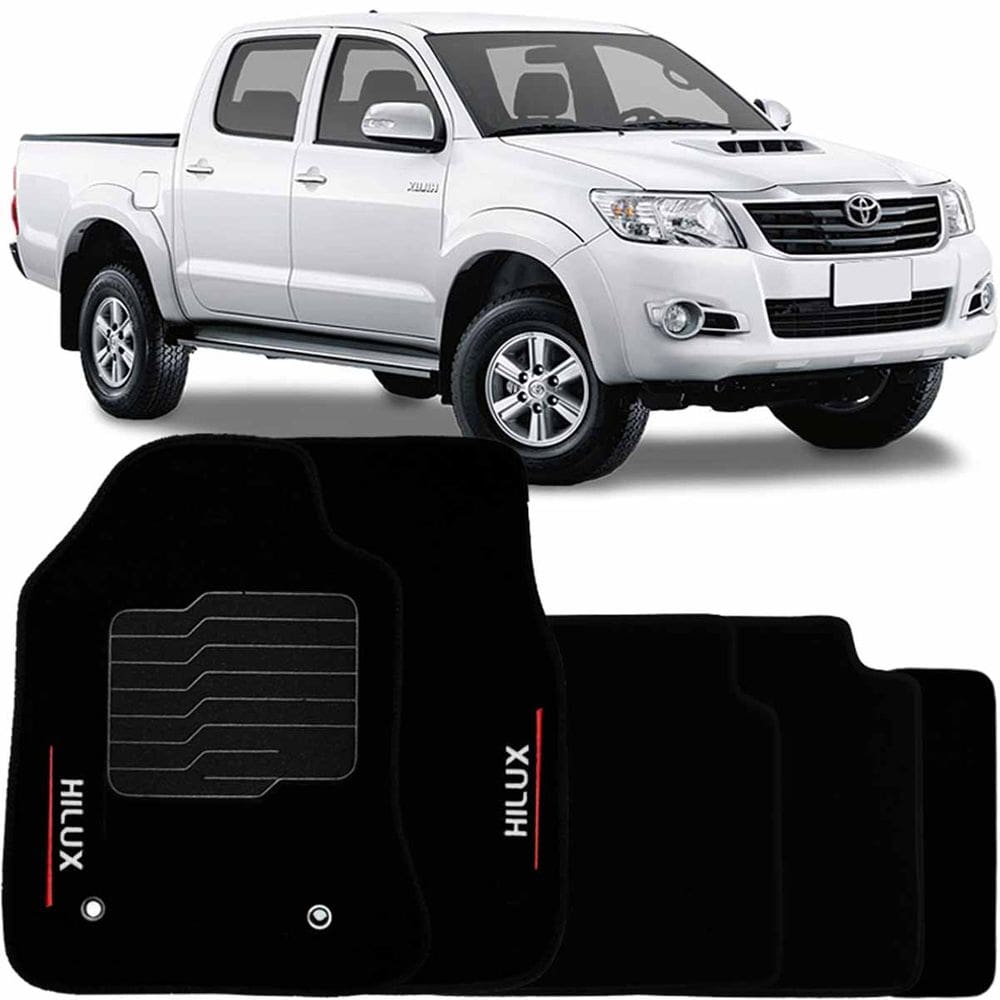 Tapete Carpete Hilux 2006 à 2015 Logo Bordado Jogo 5 Peças Personalizado Automotivo