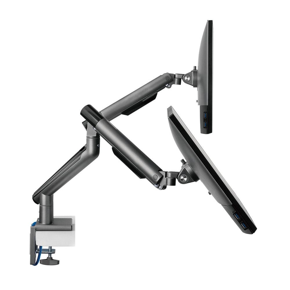 Suporte Articulado C/ Mola  para 2 MONITORES- 17-32”  C/ 2X USB 3.0 - Cinza - SM-015GD