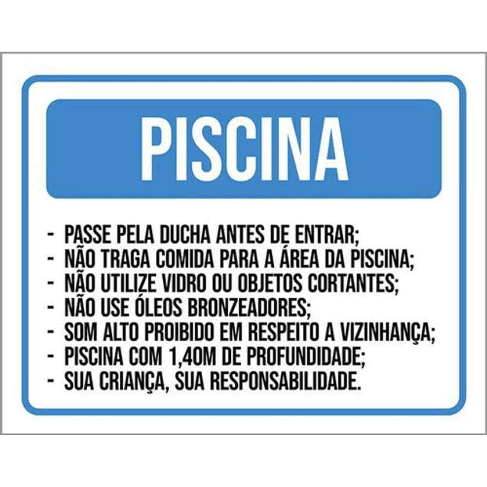 Kit 3 Placas Piscina Ducha Comida Vidro Óleos Som Alto