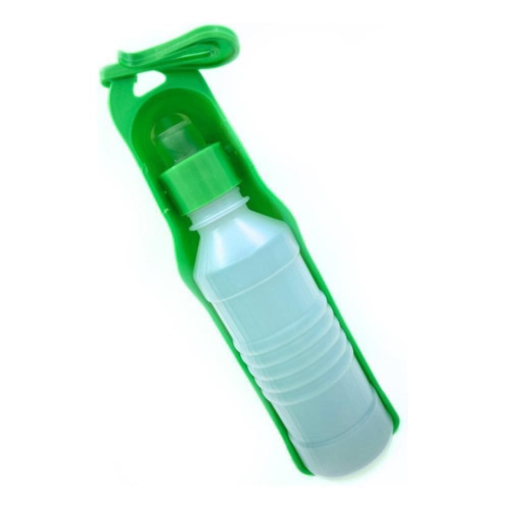 Bebedouro Portátil Pet Garrafa De Água 500ml Para Cachorros Viagem Caminhada Carro Passeio Com Alça Verde