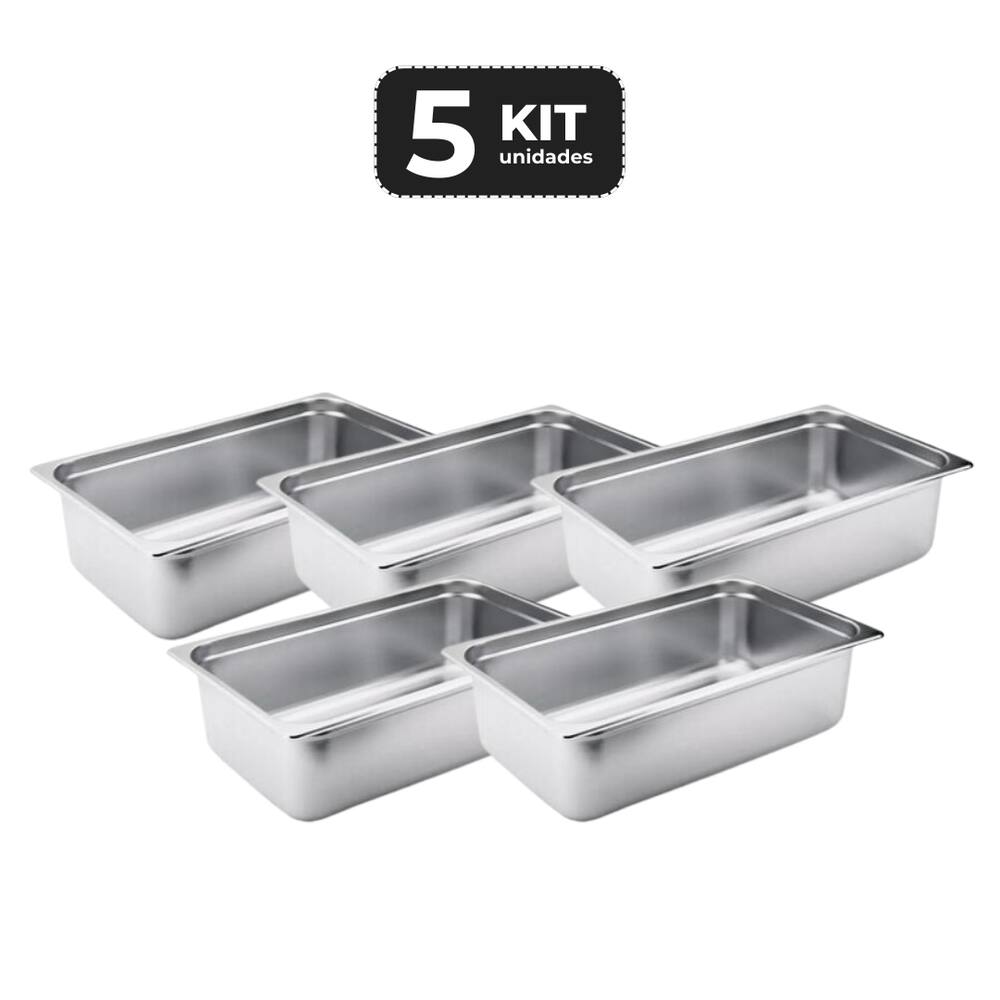 Kit 5 Cuba Sem Alca Inox 1/1 Gn 150 Para Buffet