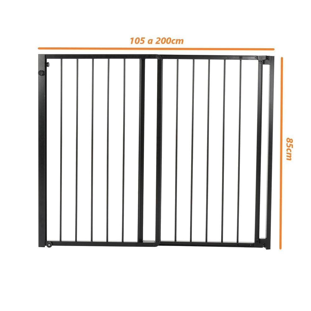 Portão Segurança Pet Criança Regulável De 105 A 200Cm Preto