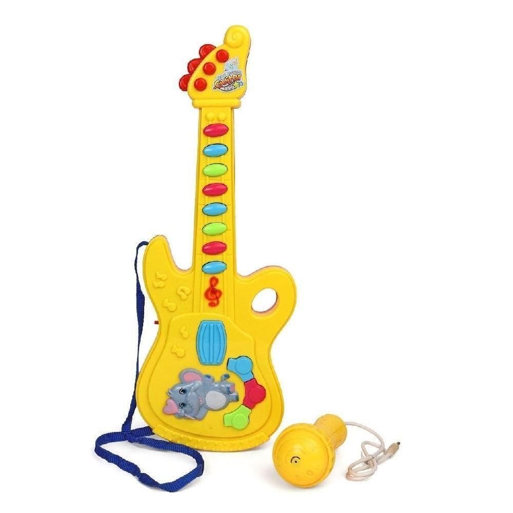 Guitarra Infantil Elétrica Com Microfone Karaokê Som E Luz Musical Bebê Criança