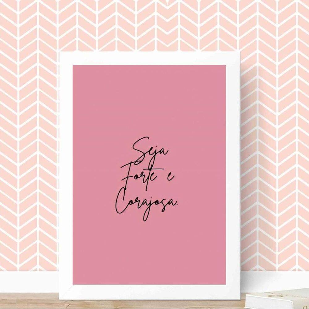 Quadro de Parede Rosa 33x24cm - Moldura Branca