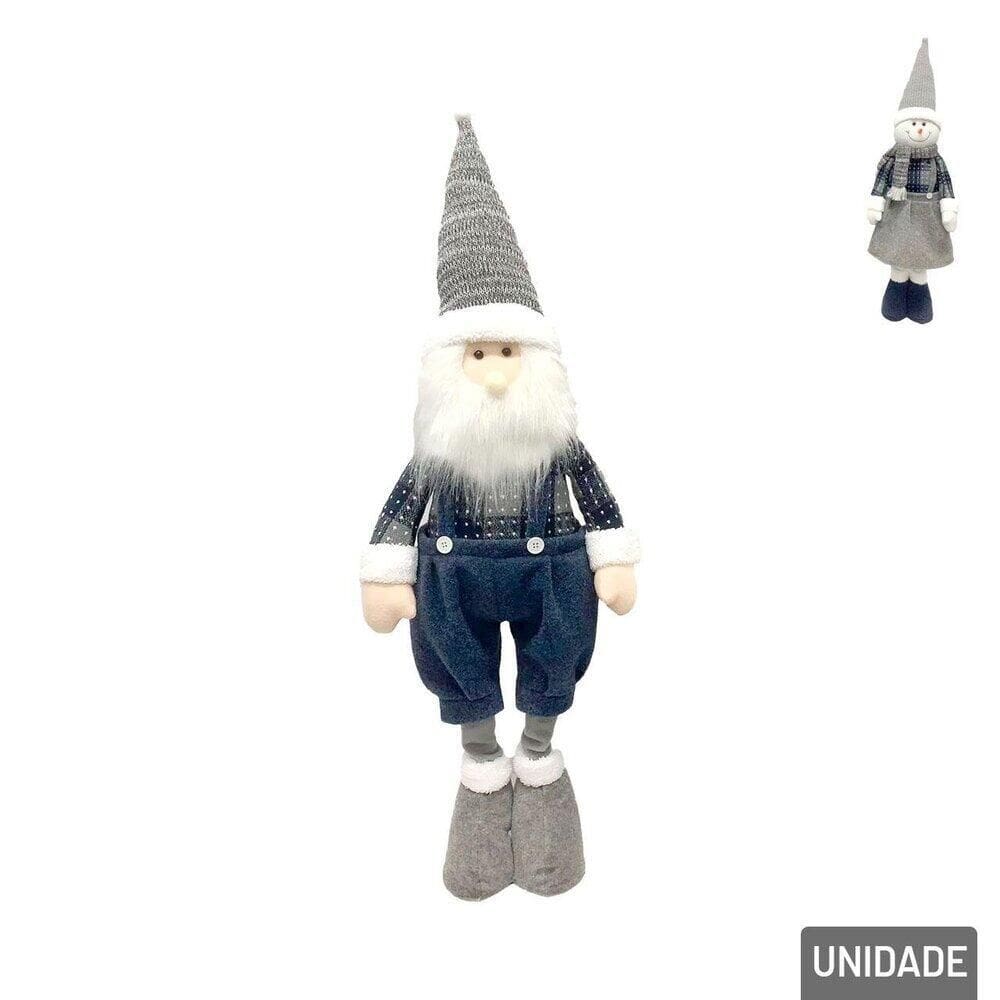 Enfeite Natalino Boneco EM Pé Poá Az/cinza 100CM - Tudo em Caixa