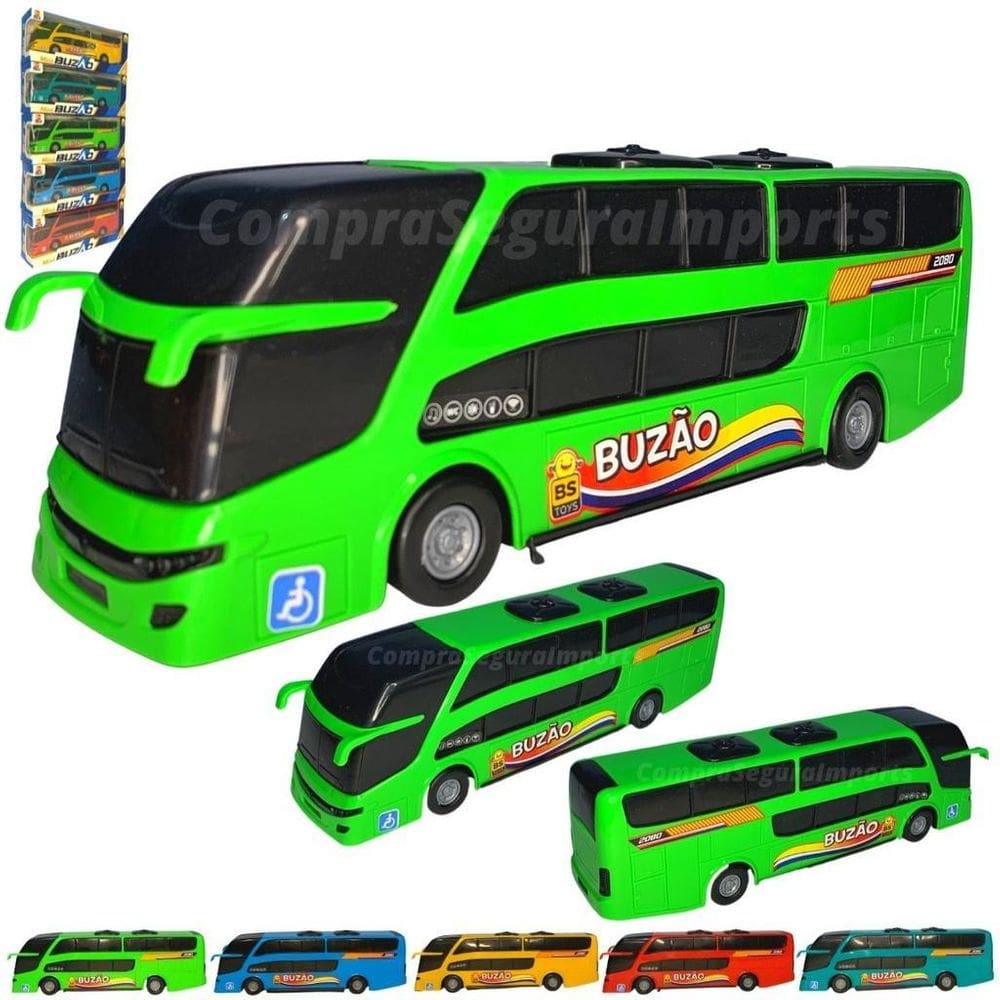 Ônibus De Brinquedo Plástico 24,5Cm Buzão - Verde