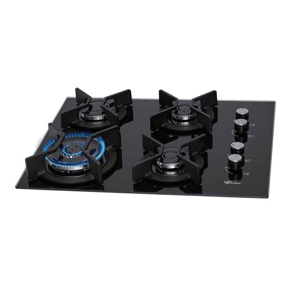 Cooktop A Gás Fischer 4 Bocas Tripla Chama Mesa Vidro 26297-57076 Bivolt