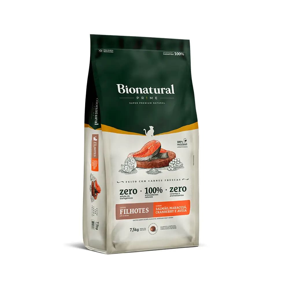 Ração Bionatural Prime Gatos Filhotes Salmão 7,5kg