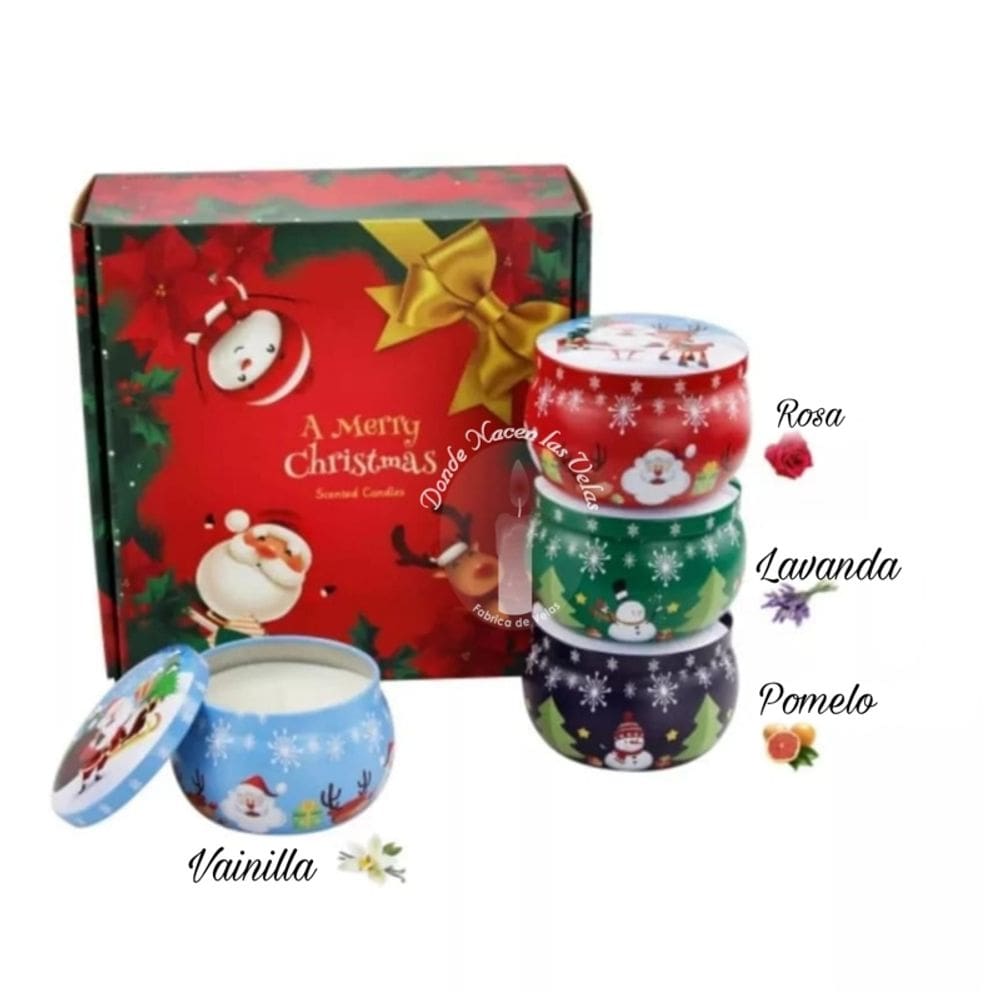 Pacote de 4 velas perfumadas de Natal com flores secas