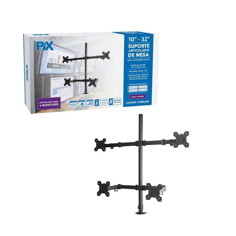 Suporte Para Monitor Ajustavel 4 Monitores Morsa 10 A 32``