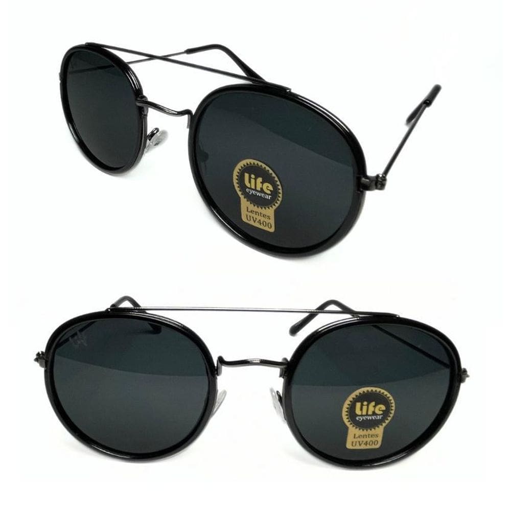 Óculos De Sol Passion Double Round Preto Uv400
