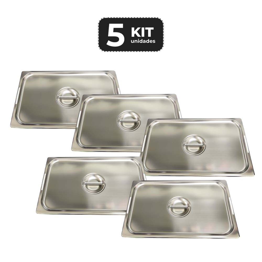 Kit 5 Tampa Para Cuba Inox Recortada 1/1 Gn P/ Buffet
