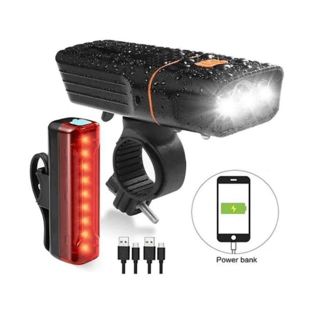 Conjunto de luzes de bicicleta com capacidade Power Bank de 2400mAh