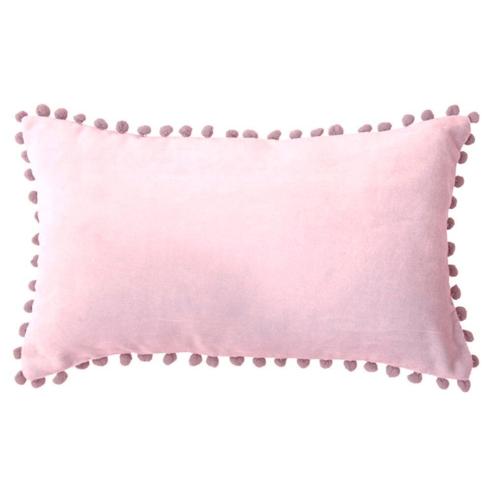 Capa de almofada retangular 50x30cm com design de pompon rosa
