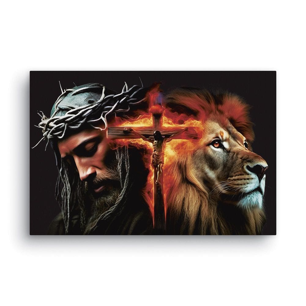 Quadro Decorativo Canvas Jesus Cristo E Leão De Judá 60X40Cm