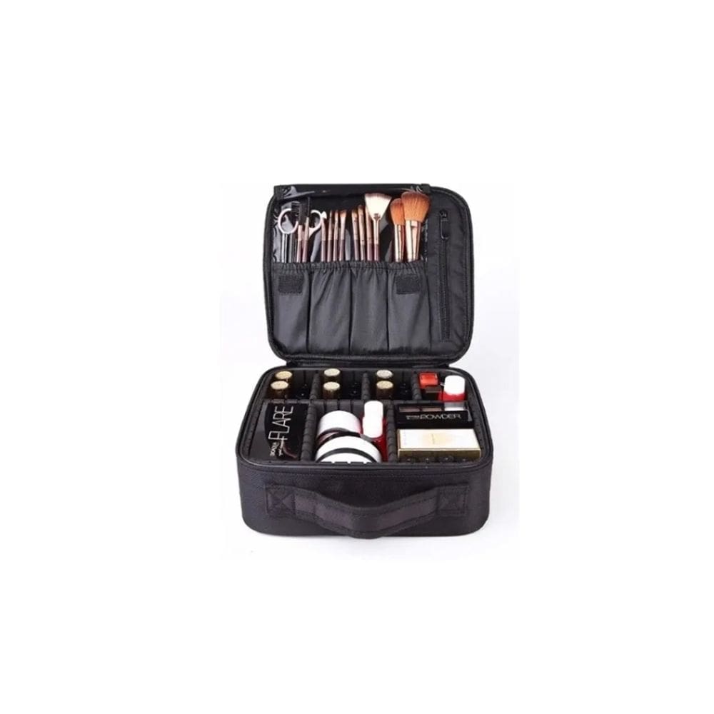 Bolsa de maquiagem Cosmetologia Girl Black Waterproof Synthetic Leat