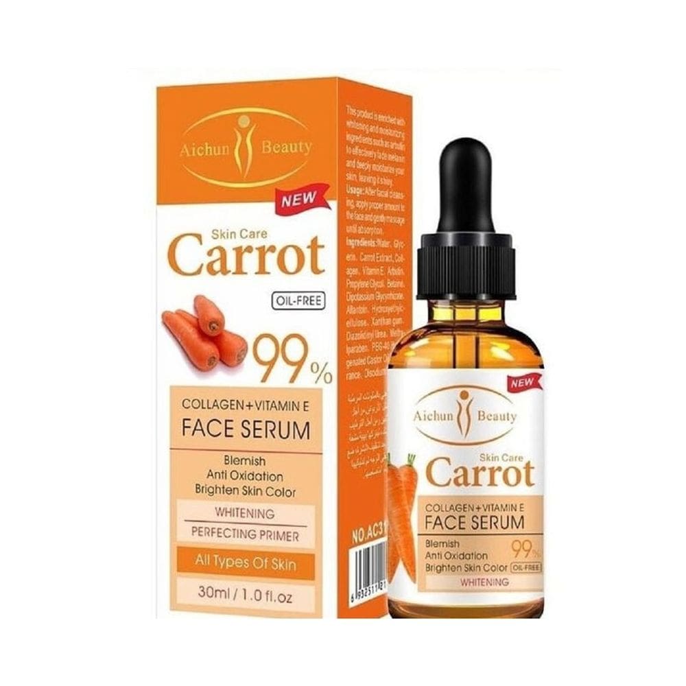 Sérum facial clareador de cenoura 30mL com colágeno e vitamina E