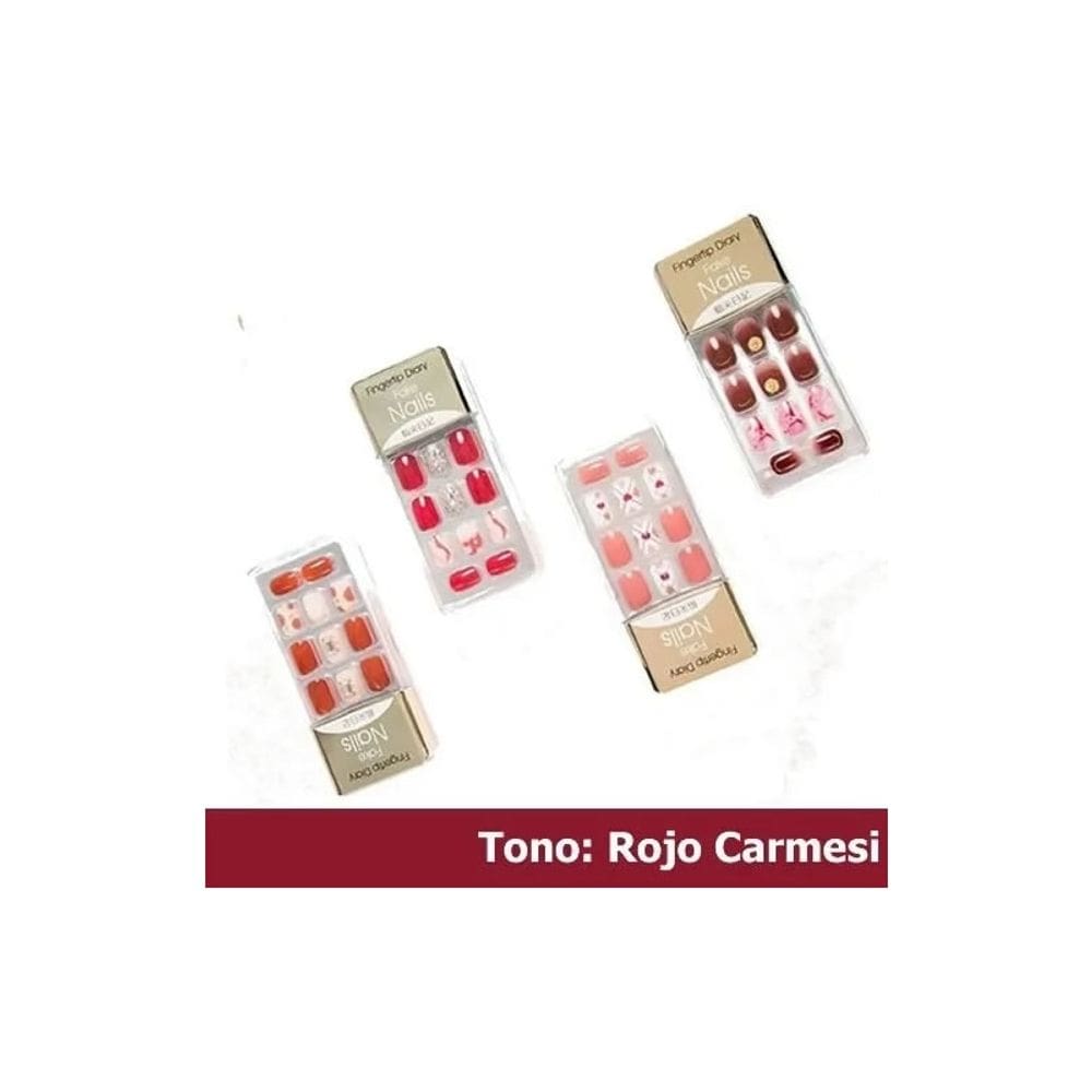 Pressione On Manicure Adhesive Nails 30 unidades Red Carmesi