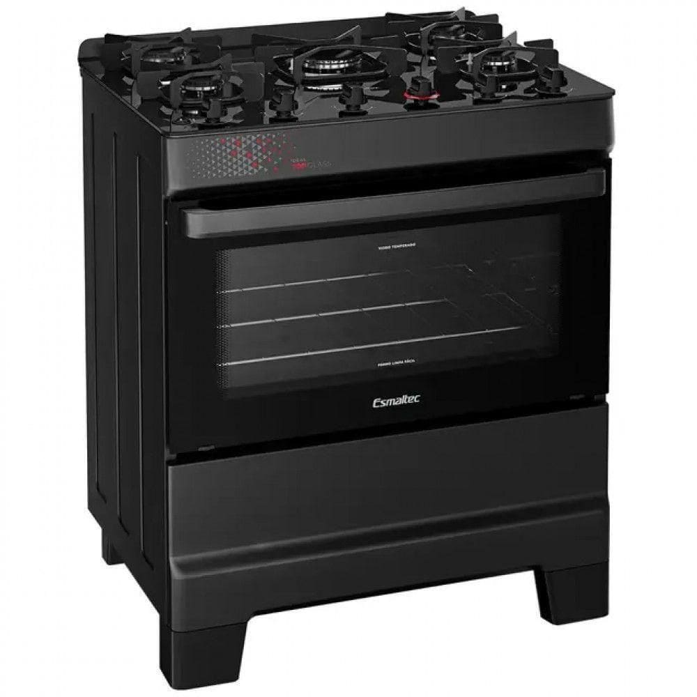 Fogão Esmaltec Ideal Top Glass 5 Bocas T5VAP5126 Acendimento Automático Preto Bivolt