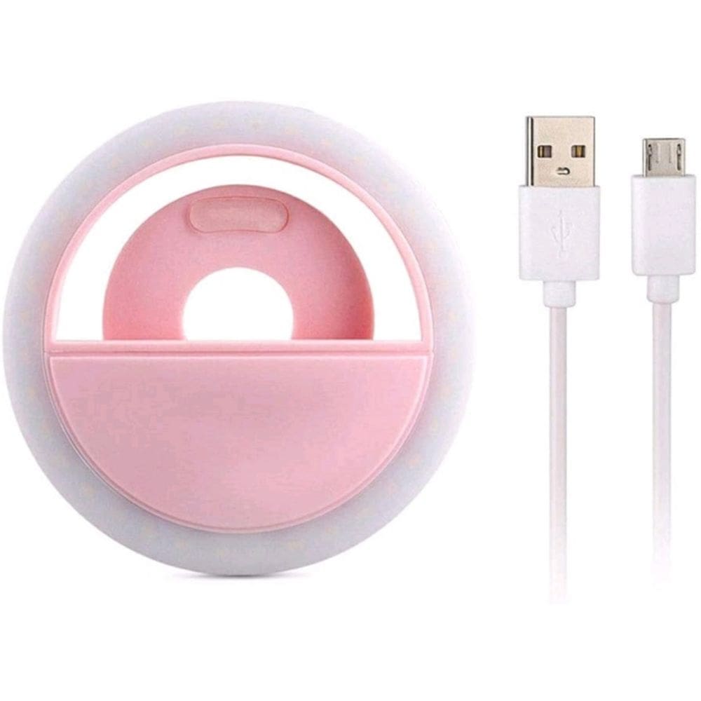 Luz de anel de selfie LED de 3 tons para celular recarregável por USB