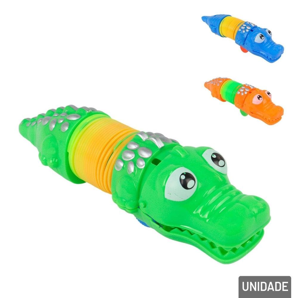 Mola Maluca Jacaré Plástico Movido à Corda Color - Tudo em Caixa