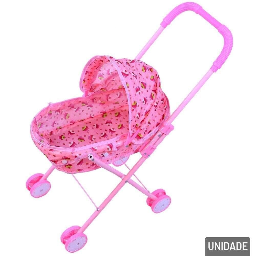 Carrinho Para Boneca 55cm Metal Berço Color - Tudo em Caixa
