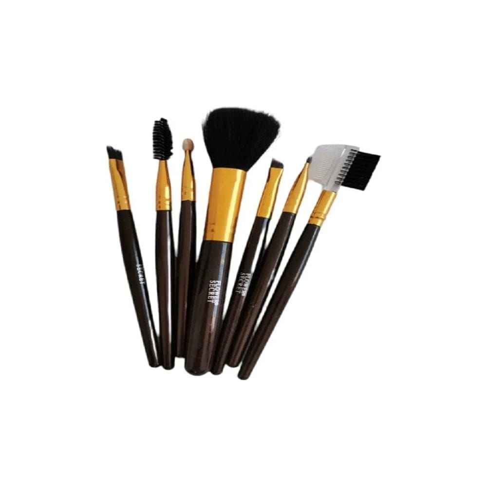 Conjunto de pincéis de maquiagem de 7 peças de cabelo sintético com alça de plástico