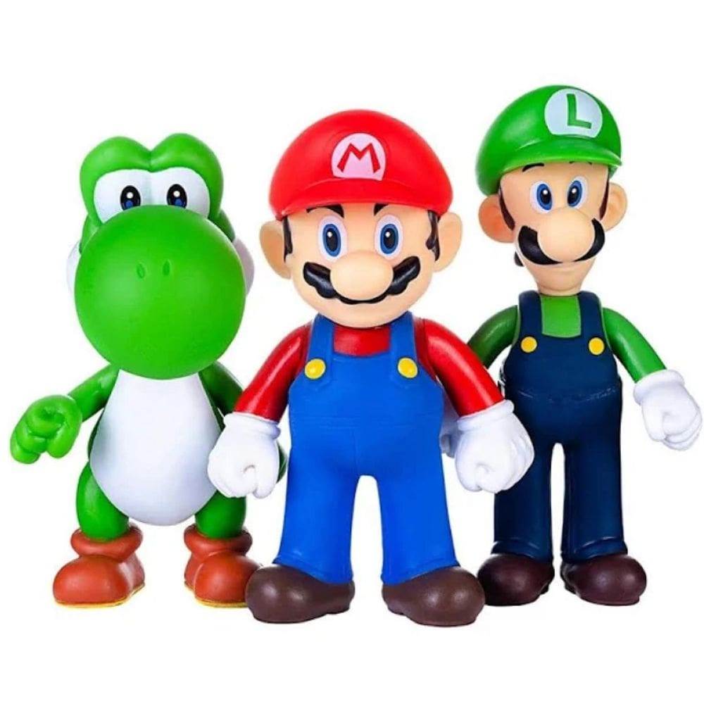 Conjunto de bonecos de ação para crianças Super Mario Luigi Yoshi Wario