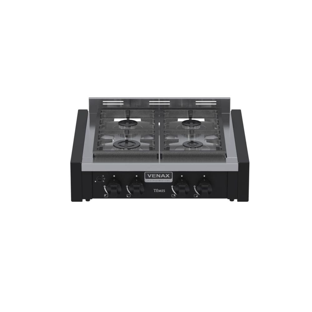 Fogao de Mesa de Embutir 4 Bocas Venax Temis Preto Fosco Gas Glp