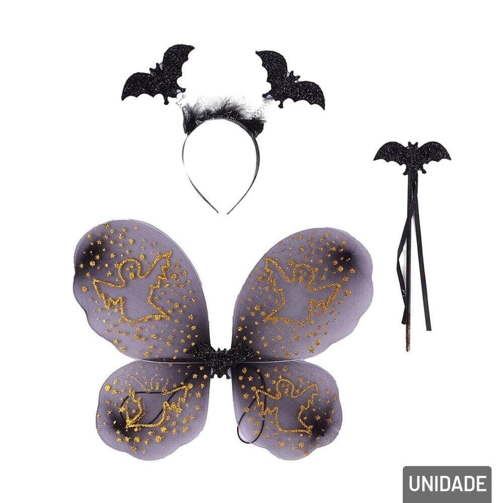 KIT Fantasia Halloween Borboleta Asa/tiara/varinha - Tudo em Caixa