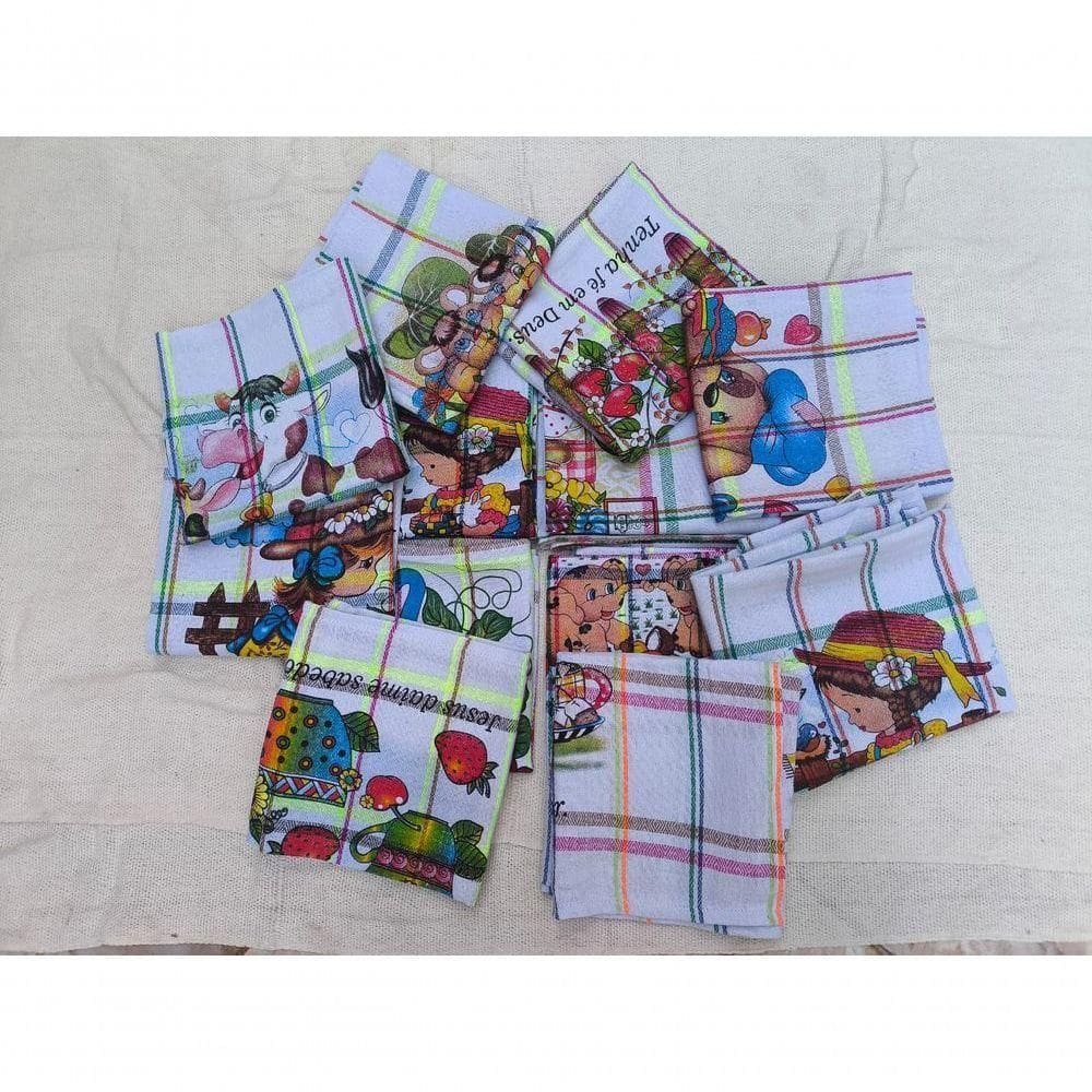 Kit 12 Panos De Prato Cobre Tudo Grande Estampado 67x87 De Algodão Tamanho Gigante Xadrez Colorido Modelo Xadrez Estampa