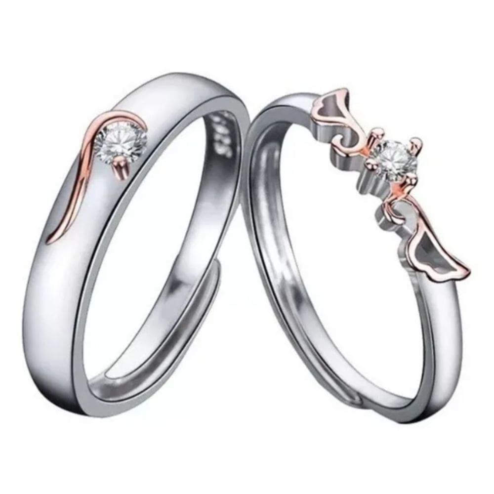 Anel ajustável para casais Love Illusions, prata 925, ouro rosa